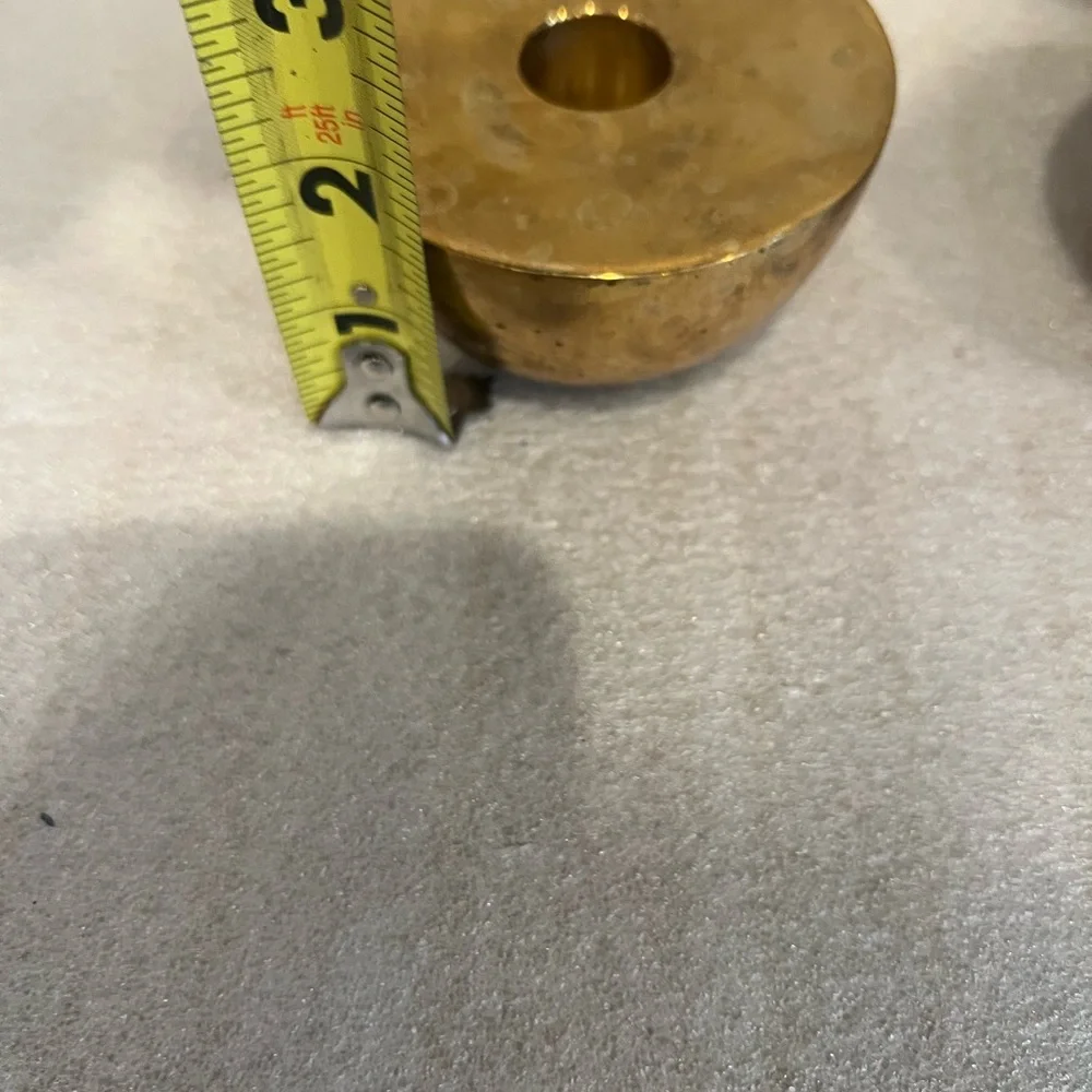 4 Crate and Barrel Orb Mid Century Modern Solid Brass Candlestick Holder RARE